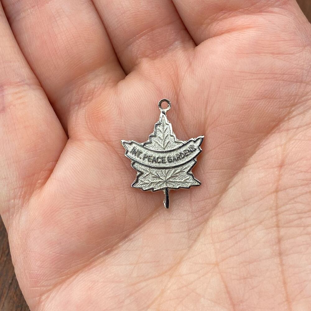 Vintage 925 Sterling Silver "Int Peace Gardens" Maple Leaf Pendant Charm